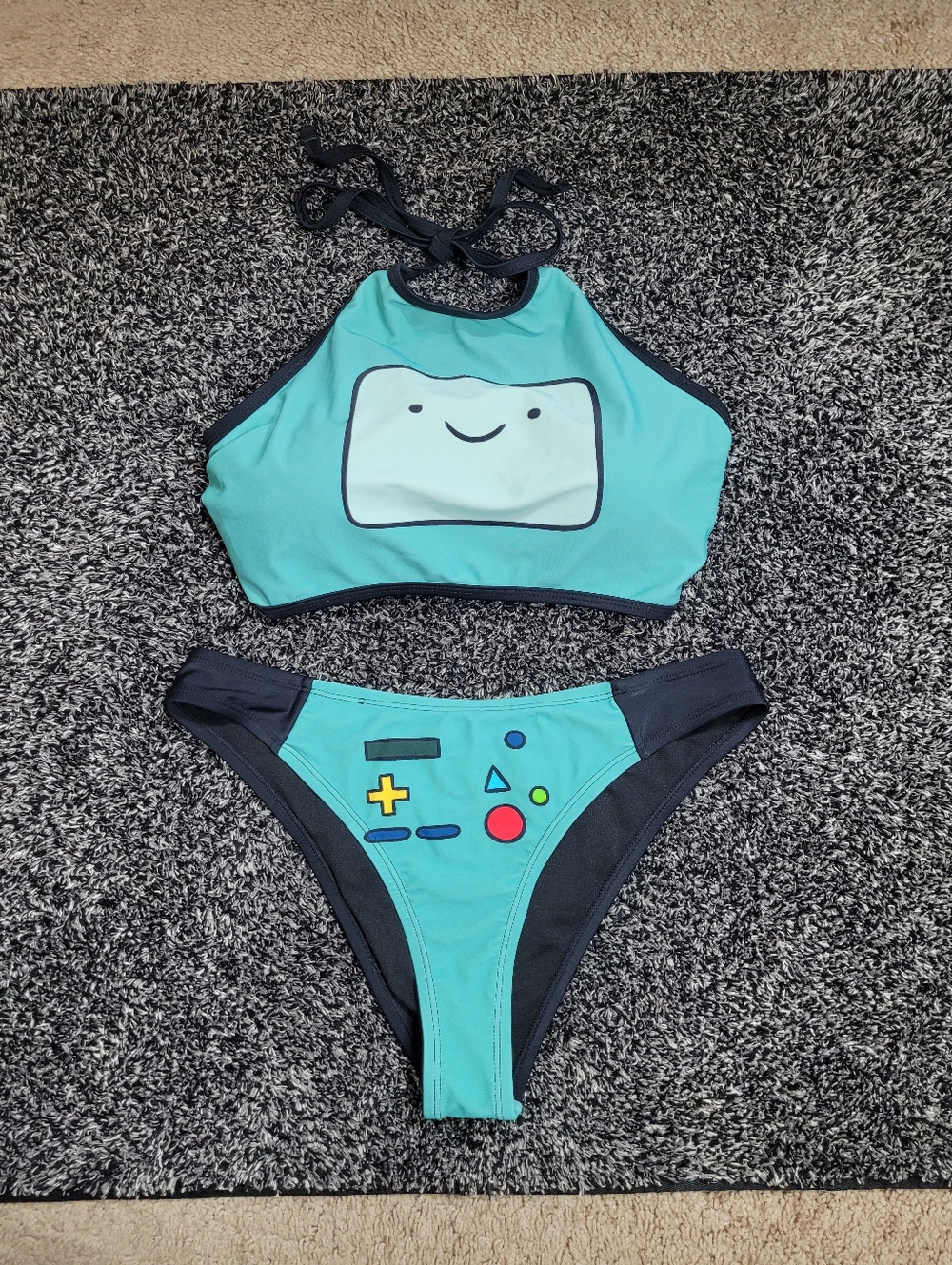 Adventure Time BMO Hot Topic Swimsuit Large Halter Top Medium Bottoms